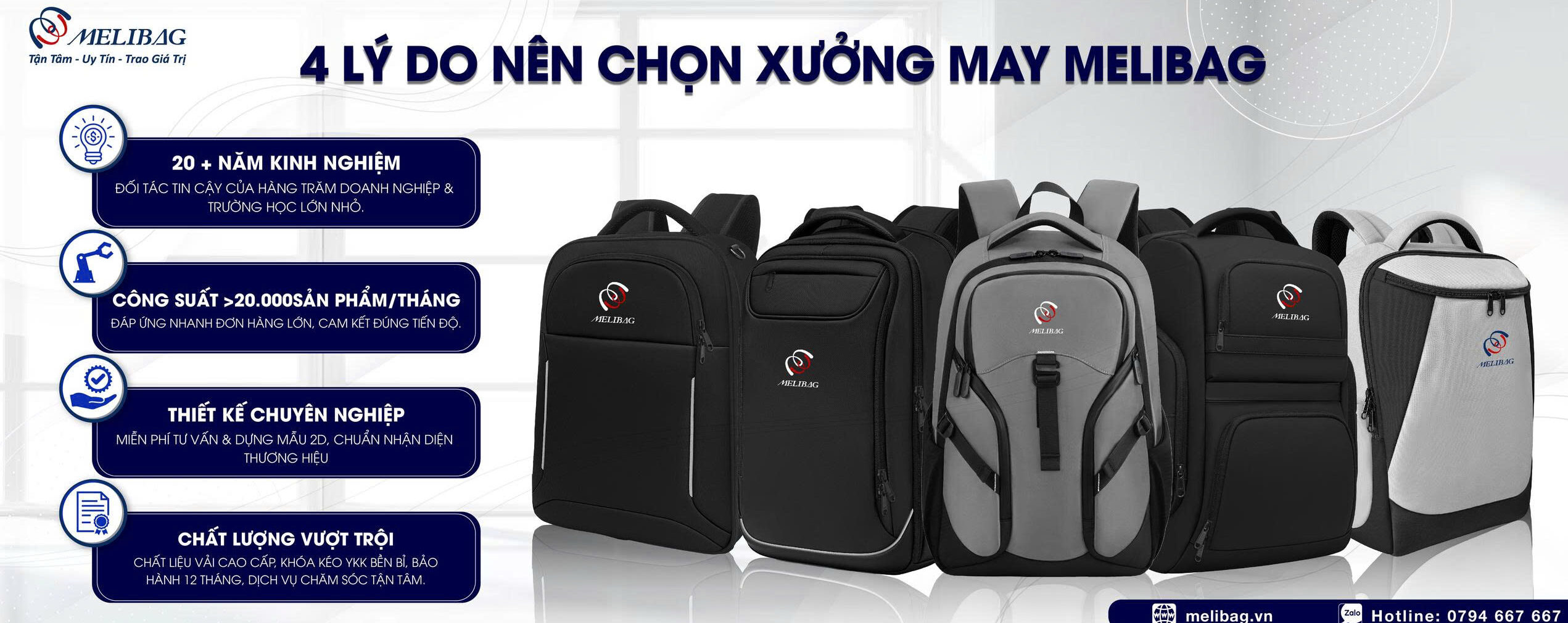 xưởng may balo túi xách Melibag